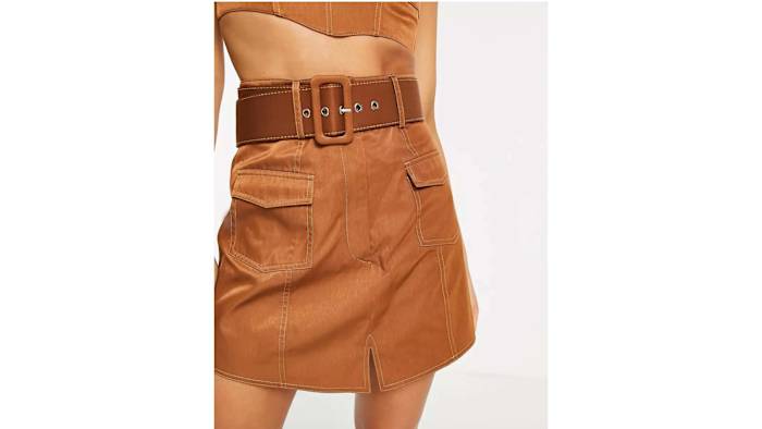 asos - Structured Bralette Top With Stitching Detail and Skirt Set